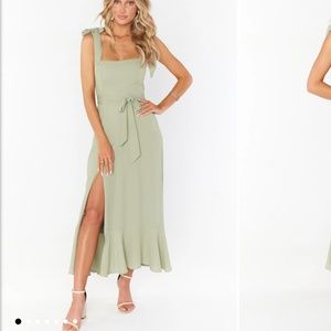 Claire Midi Dress ~ Moss Green Crisp - Medium (6-8)